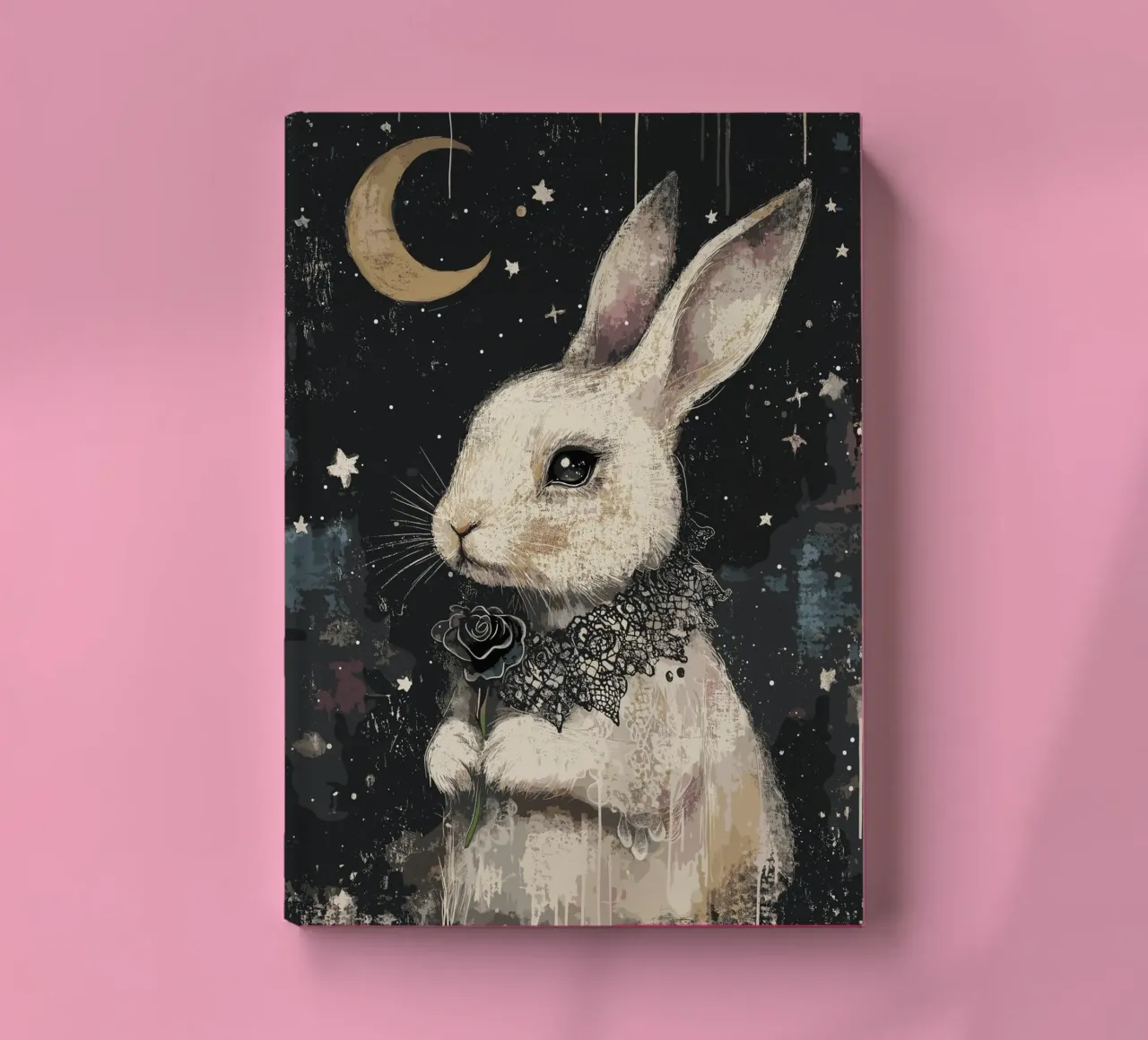 Romantic rabbit in the starry sky notebook by pixelbull - medieval art and more