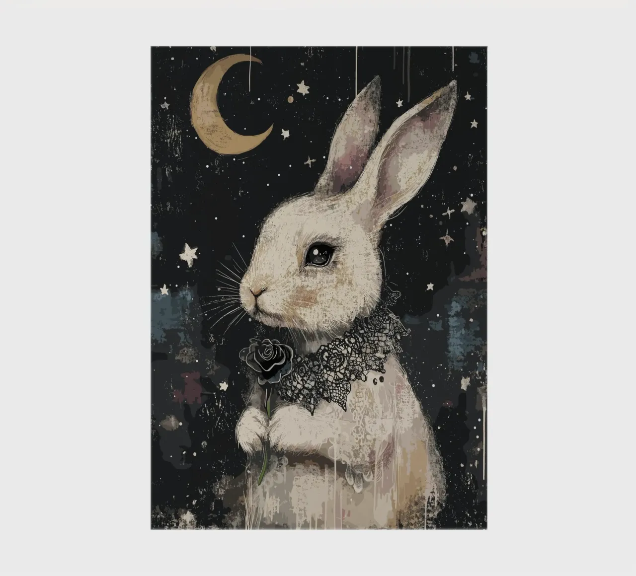 Romantic rabbit in the starry sky notebook by pixelbull - medieval art and more