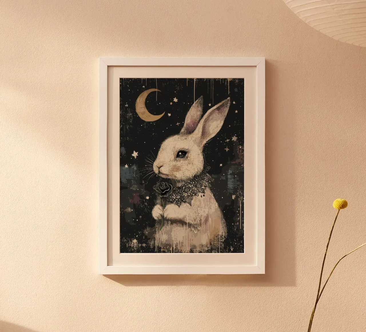 Lapin romantique dans un ciel étoilé poster de pixelbull - medieval art and more
