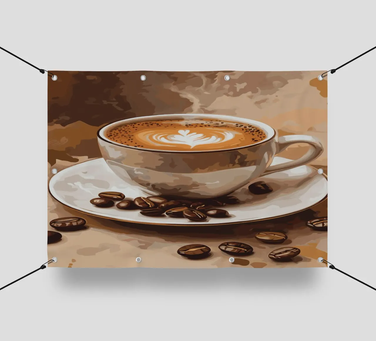 Latte art in un morbido color caffè telo in pvc da pixelbull - medieval art and more