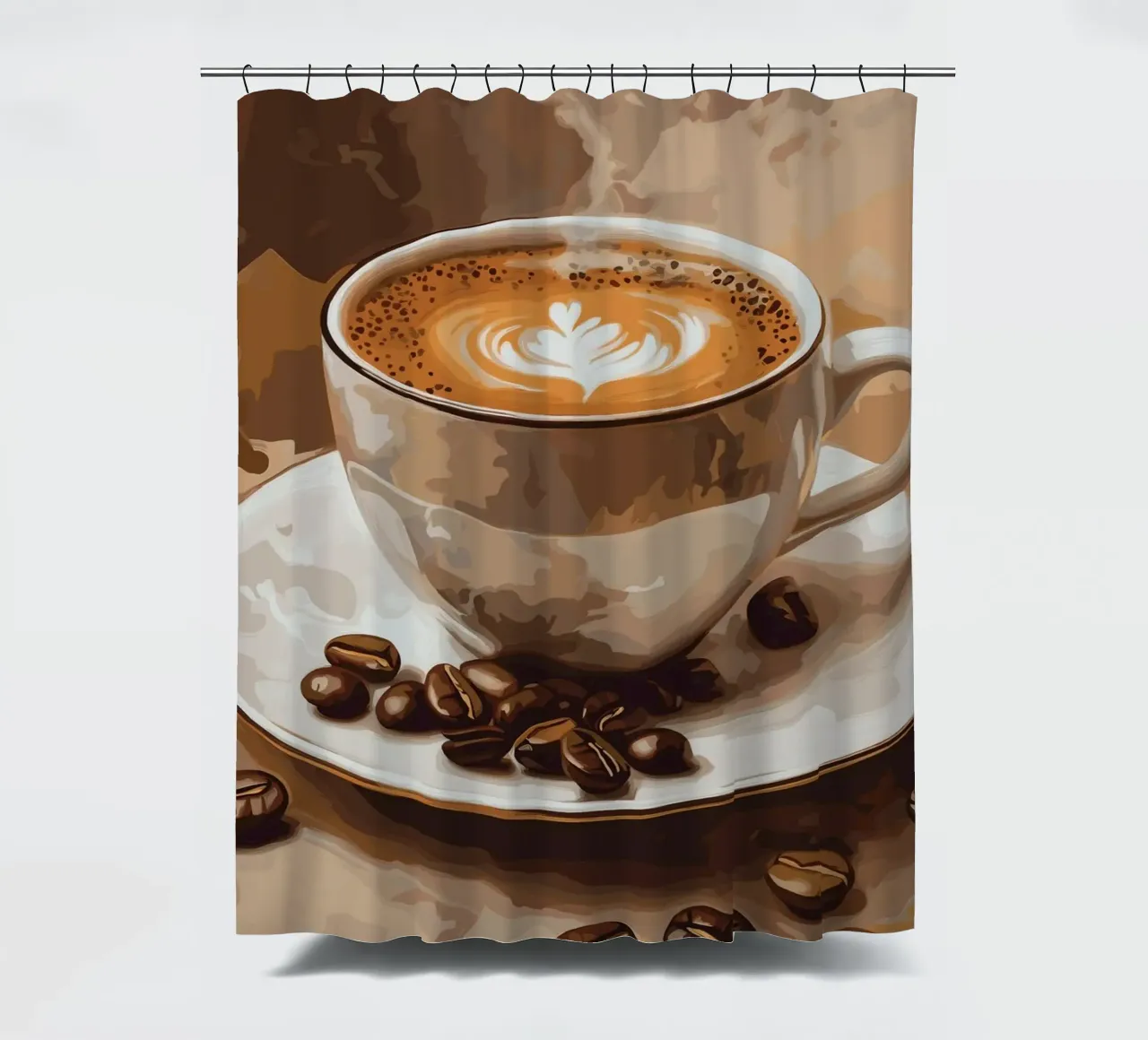 Latte art in un morbido color caffè tenda da doccia da pixelbull - medieval art and more