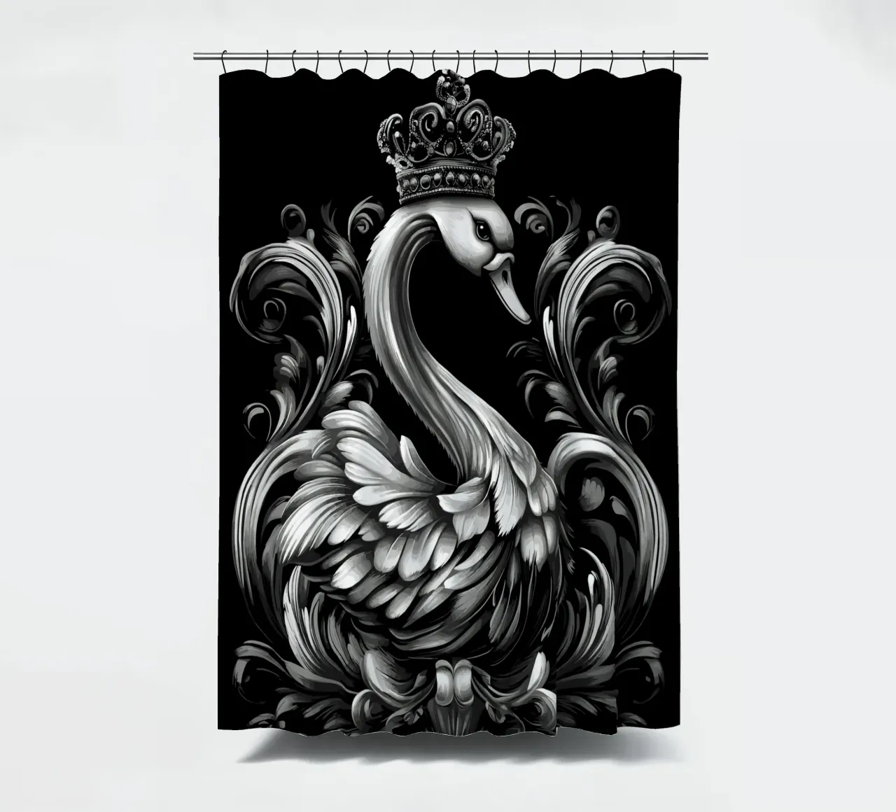 Royal swan in baroque style shower curtain by pixelbull - medieval art and more