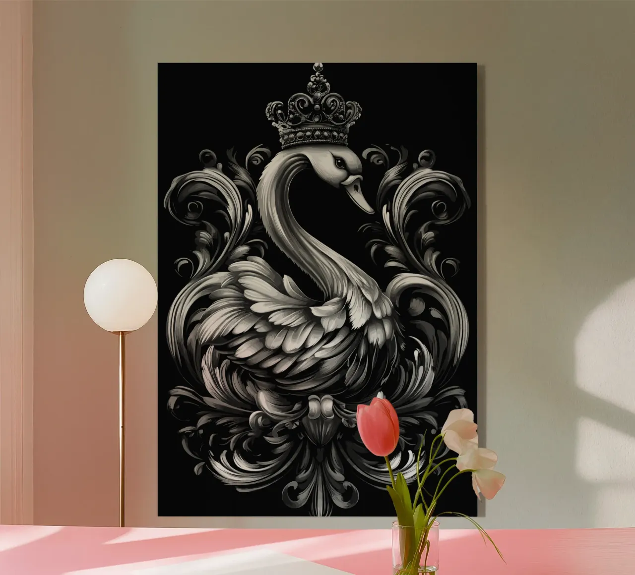 Cisne real de estilo barroco metacrilato de pixelbull - medieval art and more