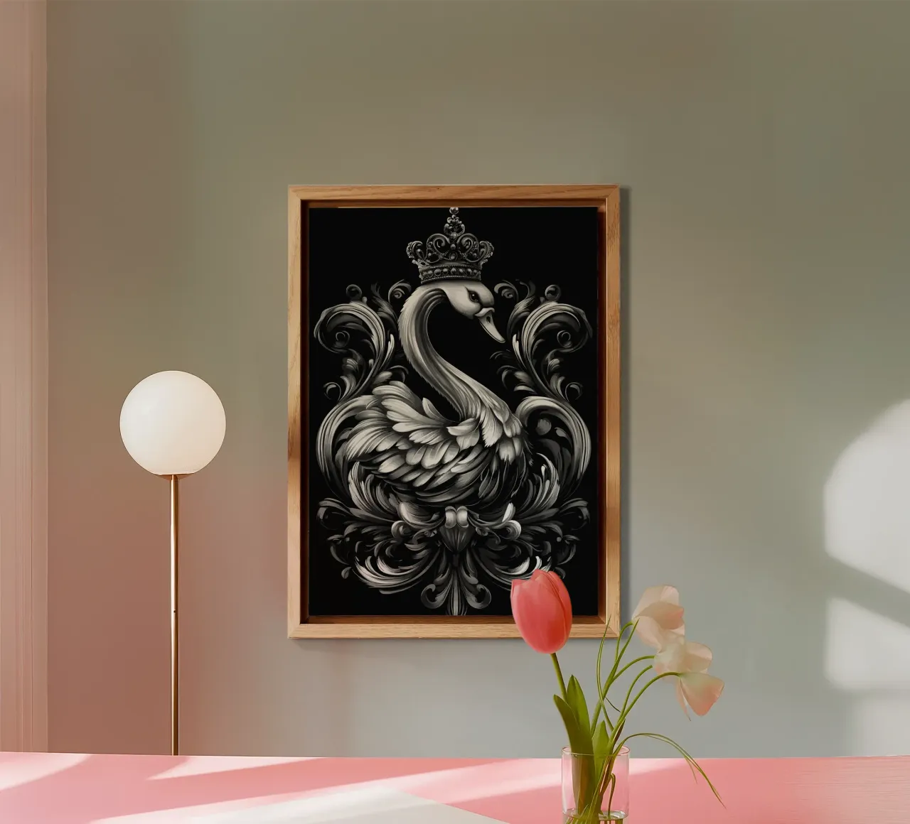 Cigno reale in stile barocco alluminio dibond da pixelbull - medieval art and more
