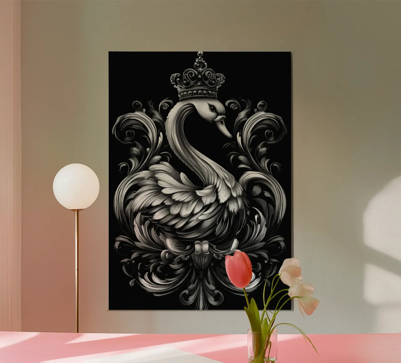 Cigno reale in stile barocco alluminio dibond da pixelbull - medieval art and more