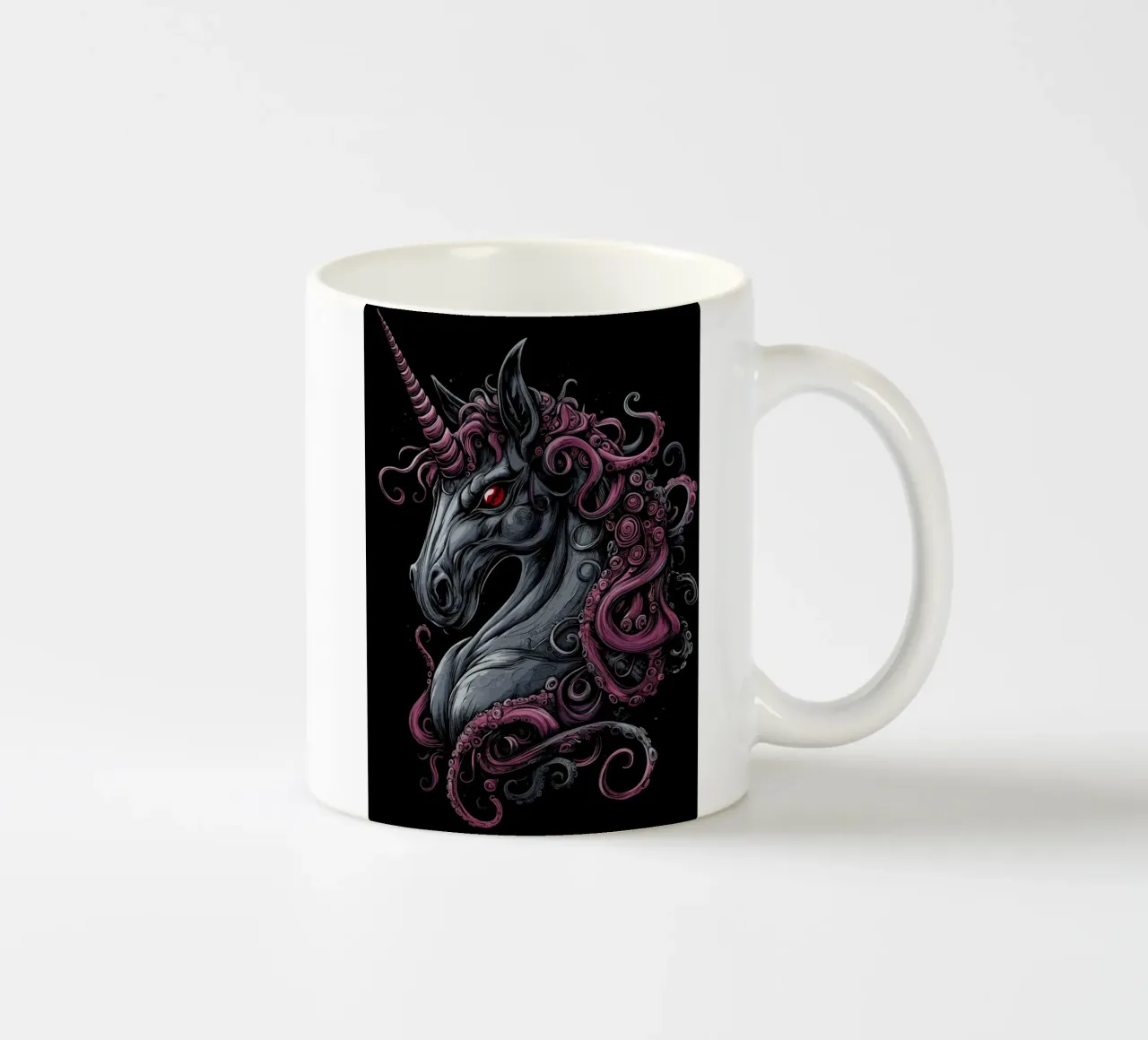 Dark unicorn with tentacled mane ceramic mug by pixelbull - medieval art and more
