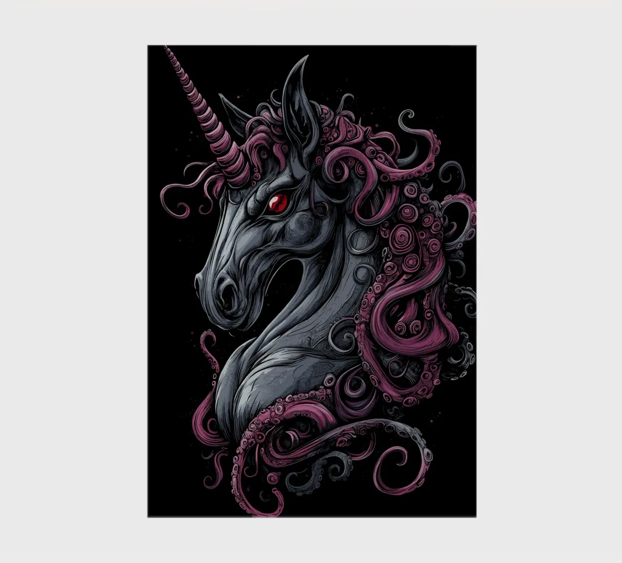Dark unicorn with tentacled mane notebook by pixelbull - medieval art and more