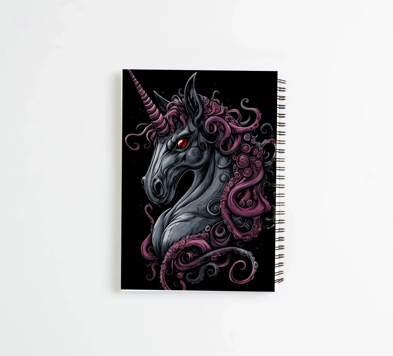 Dark unicorn with tentacled mane spiral notebook by pixelbull - medieval art and more