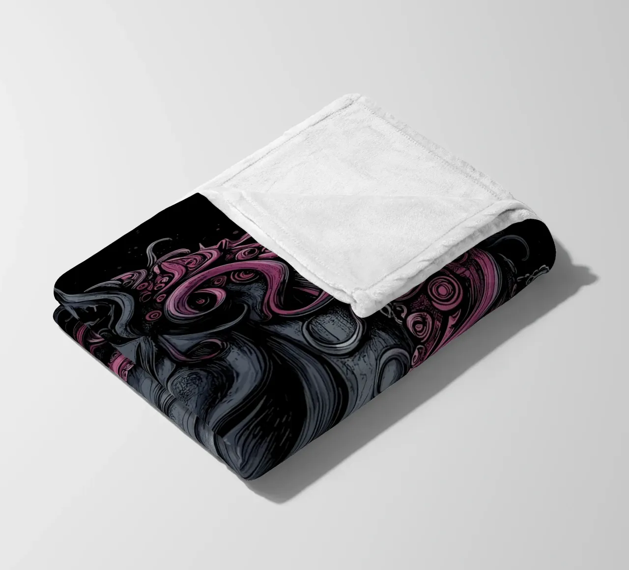 Dark unicorn with tentacled mane fleece blanket by pixelbull - medieval art and more
