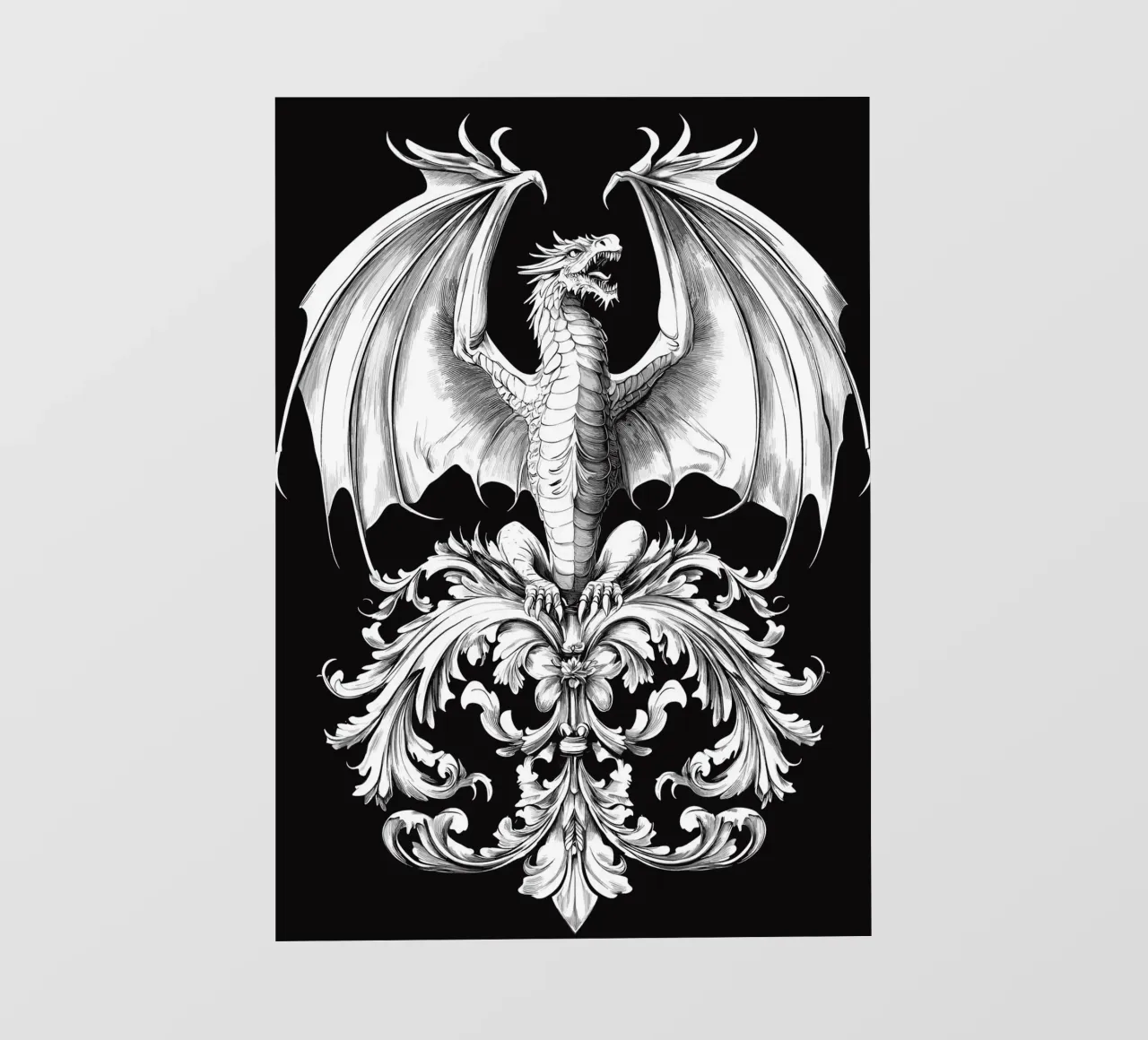 Drago araldico con ali ornamentali pellicola backlit da pixelbull - medieval art and more