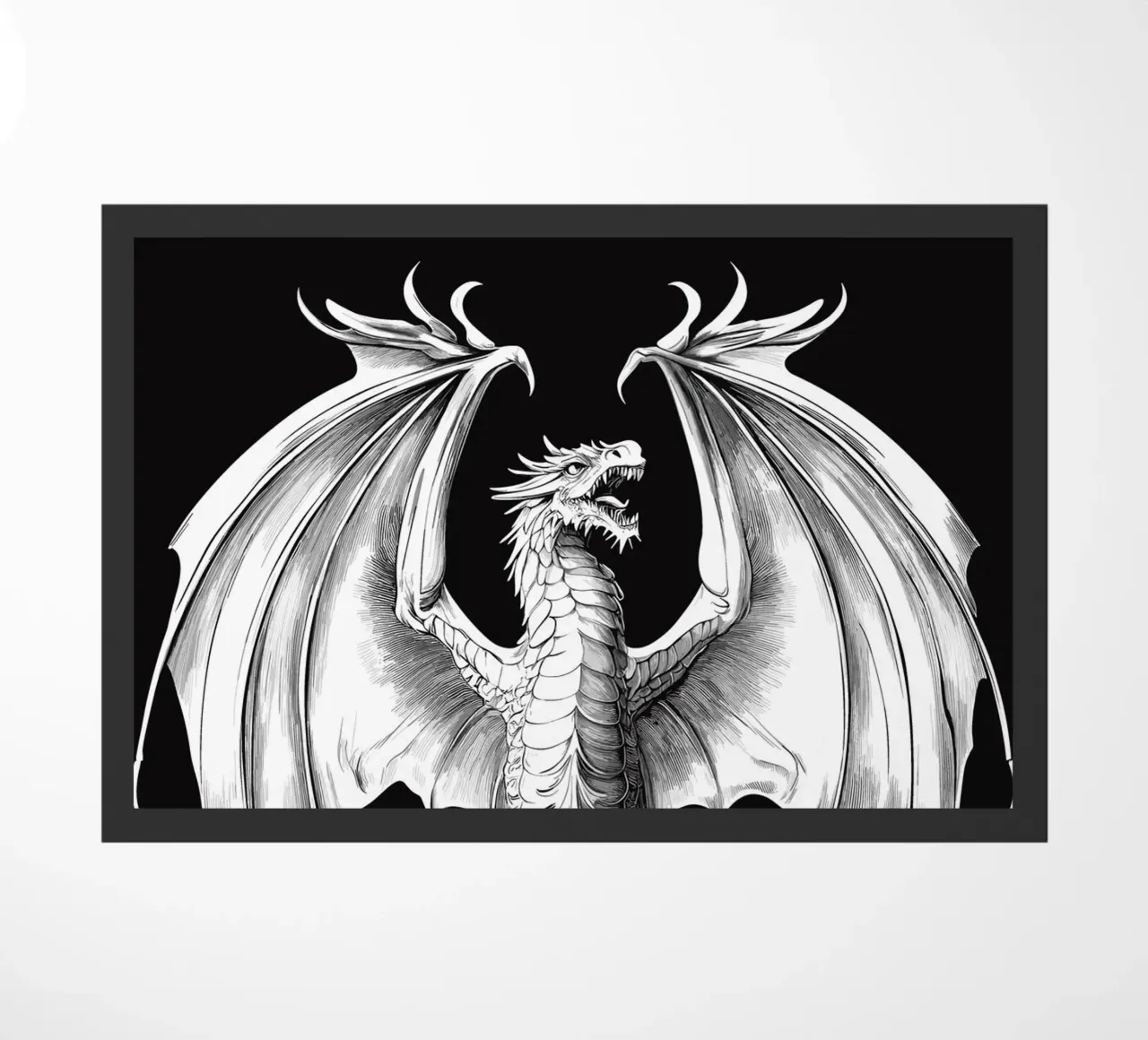 Drago araldico con ali ornamentali zerbino da pixelbull - medieval art and more