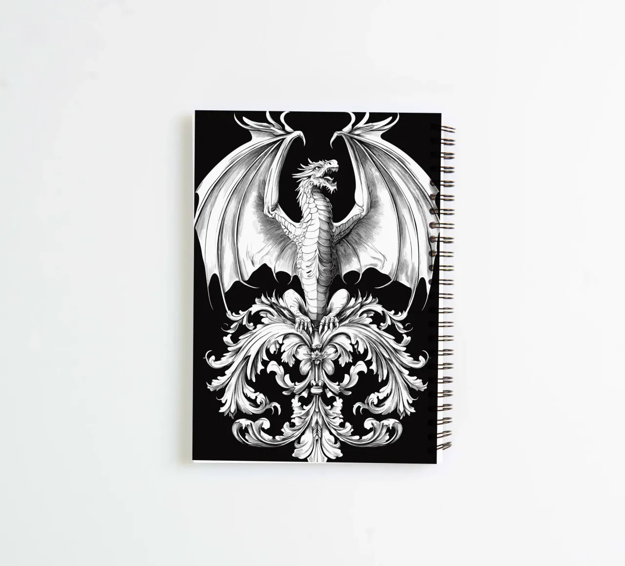 Drago araldico con ali ornamentali diario ad anelli da pixelbull - medieval art and more