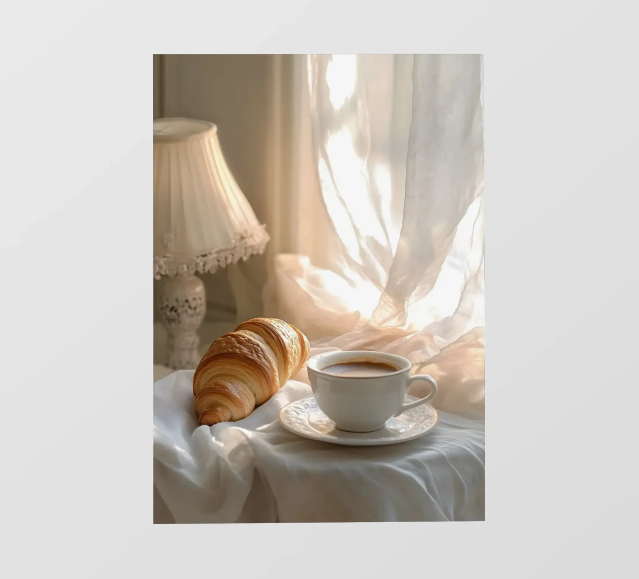 Morning idyll with croissant and coffee photo wallpaper by pixelbull - medieval art and more