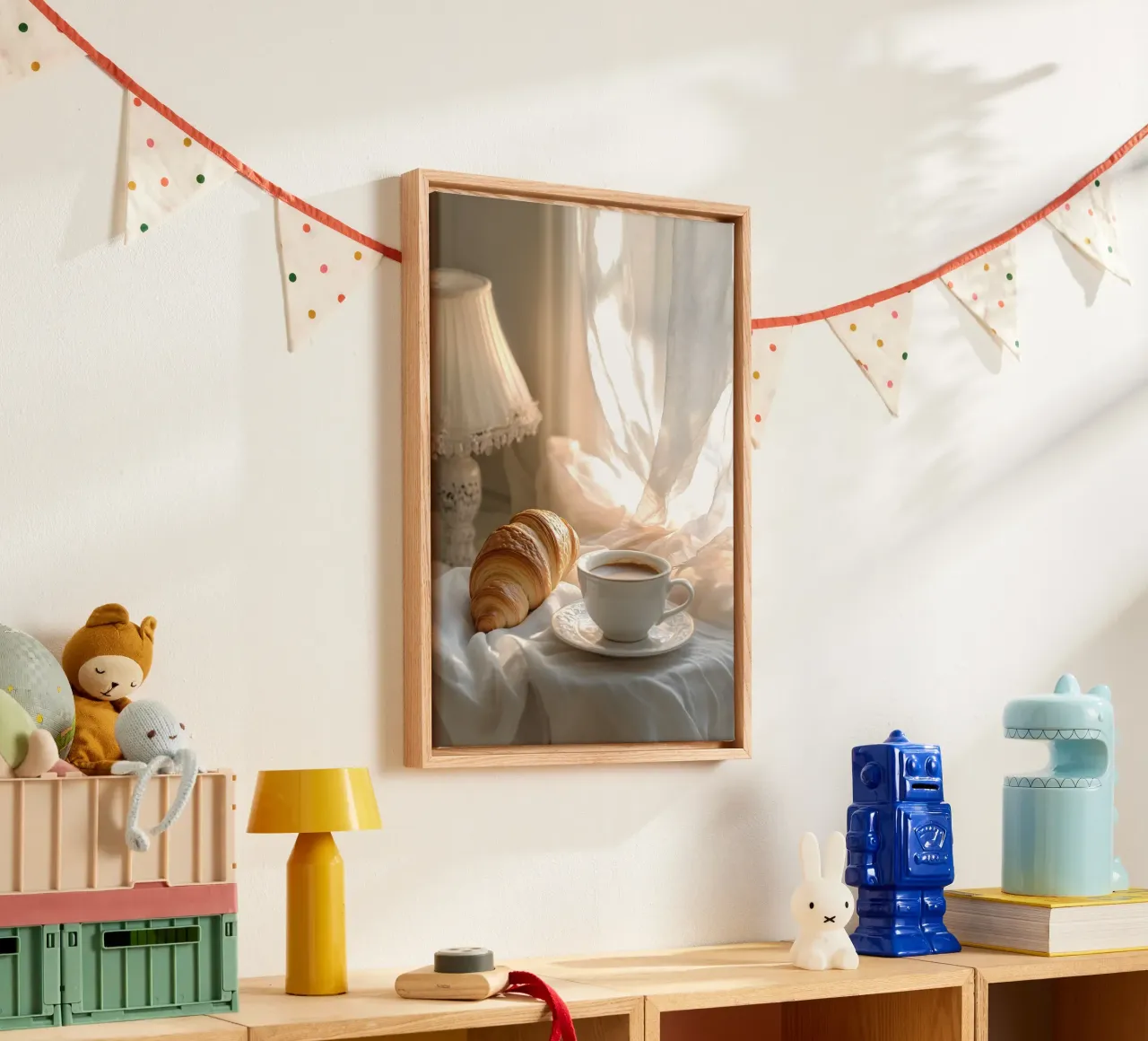 Idillio mattutino con croissant e caffè tela da pixelbull - medieval art and more
