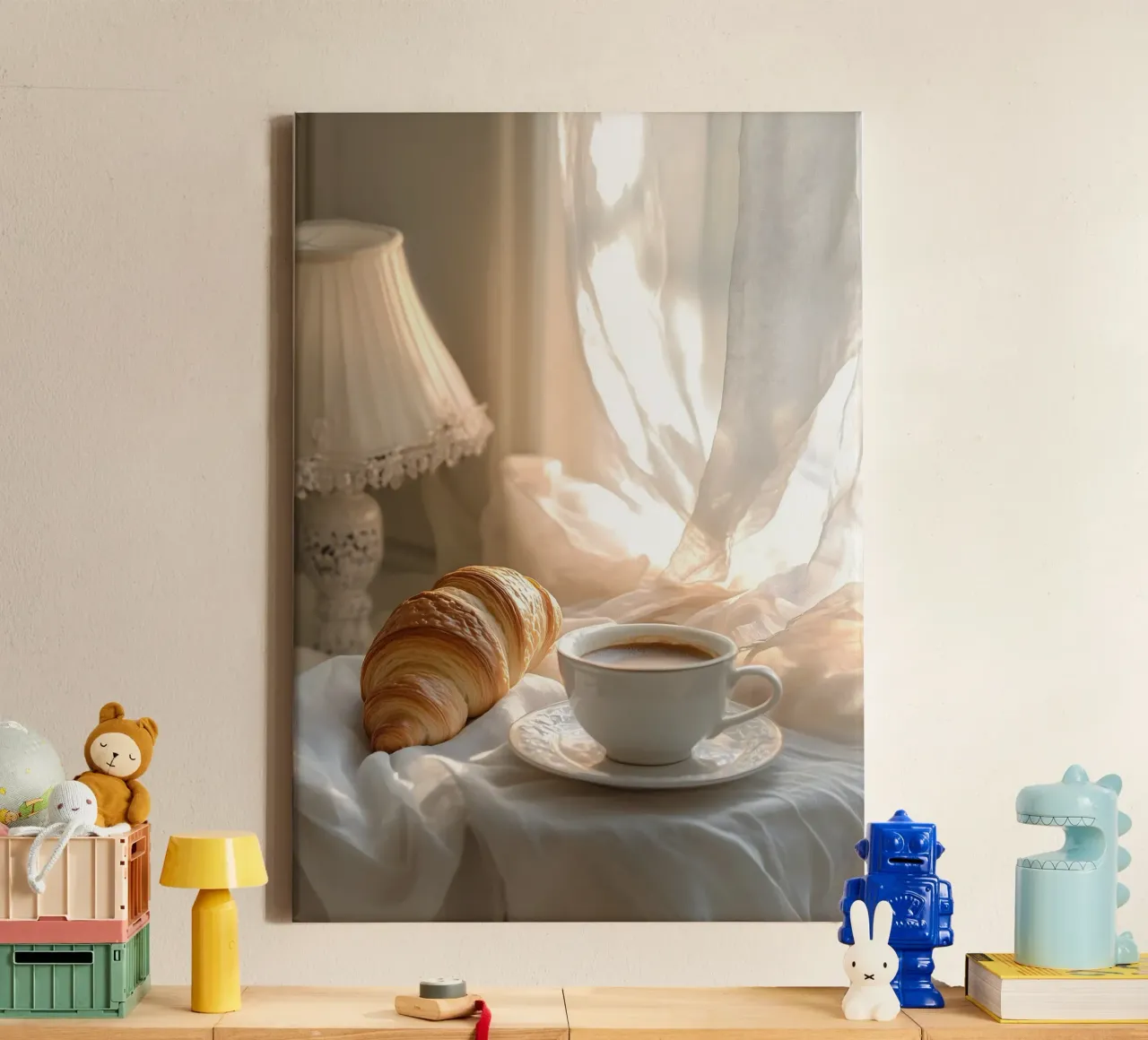 Idillio mattutino con croissant e caffè tela da pixelbull - medieval art and more