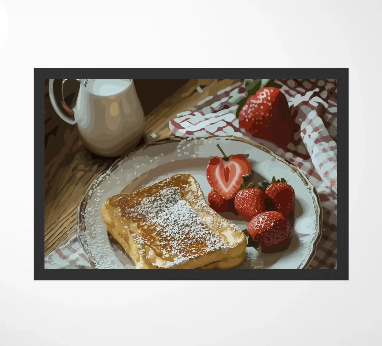 French toast and strawberries by the window doormat by pixelbull - medieval art and more
