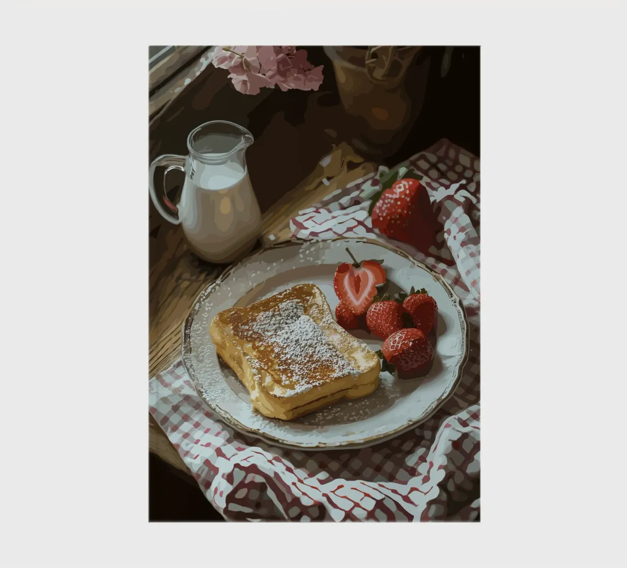 French toast and strawberries by the window notebook by pixelbull - medieval art and more