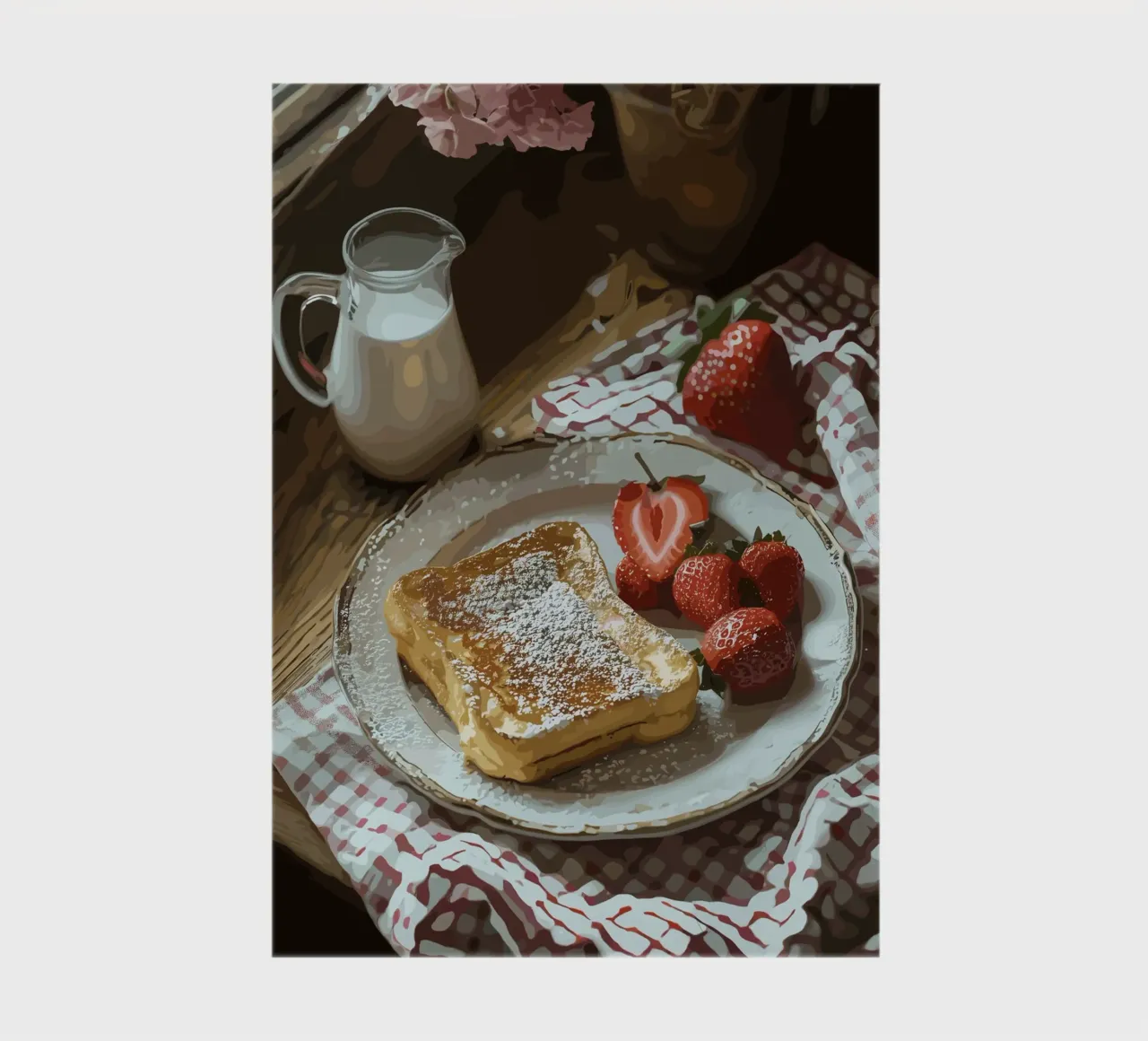 French toast and strawberries by the window notebook by pixelbull - medieval art and more