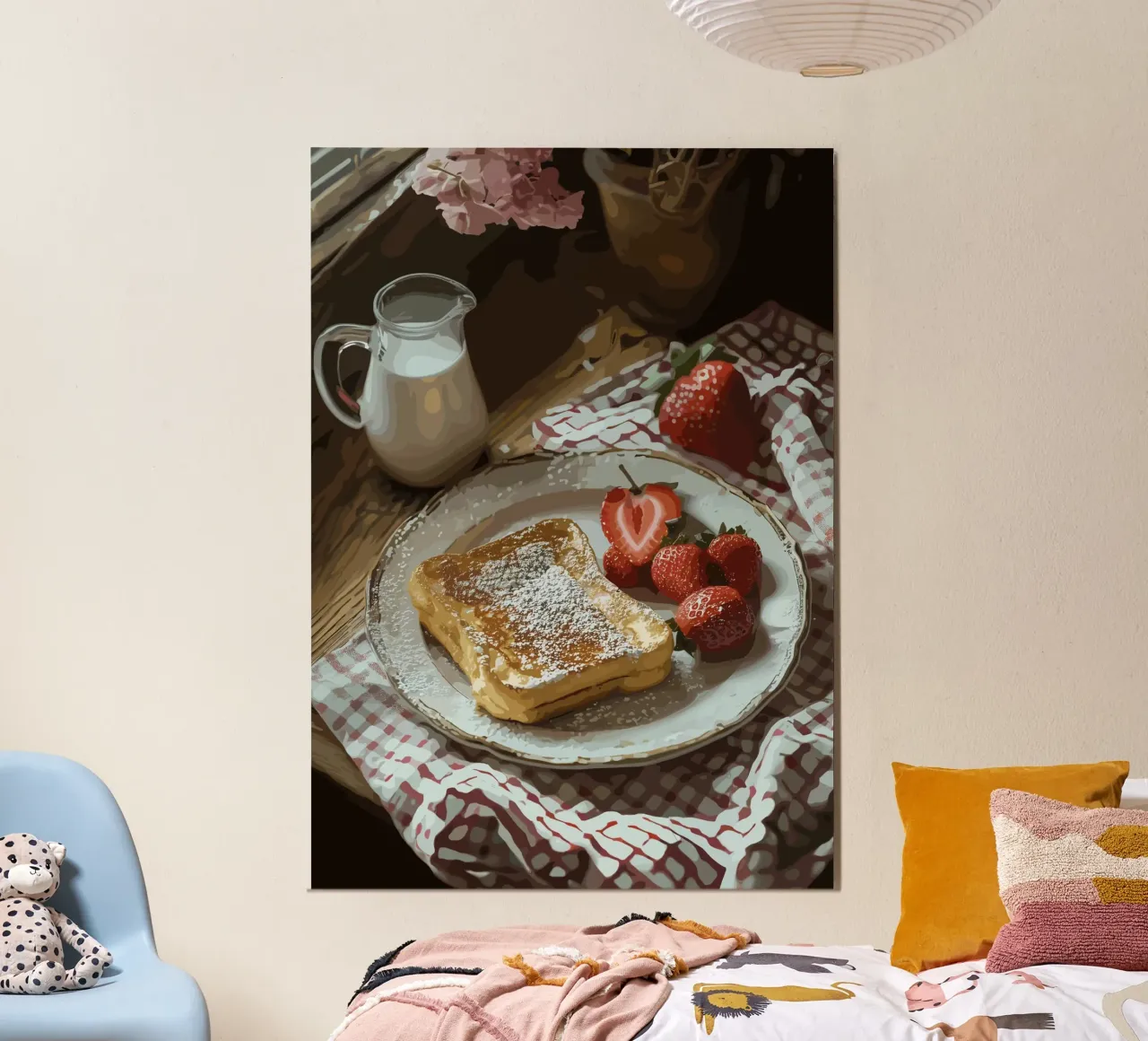 French toast and strawberries by the window alu-dibond by pixelbull - medieval art and more