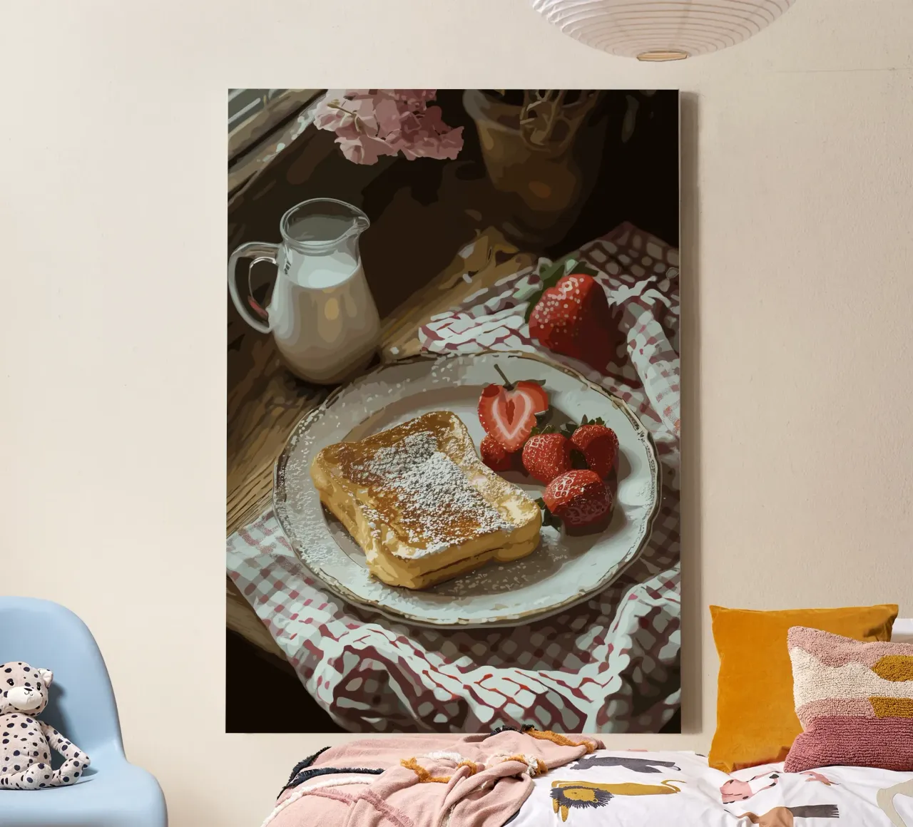 French toast e fragole alla finestra tela da pixelbull - medieval art and more