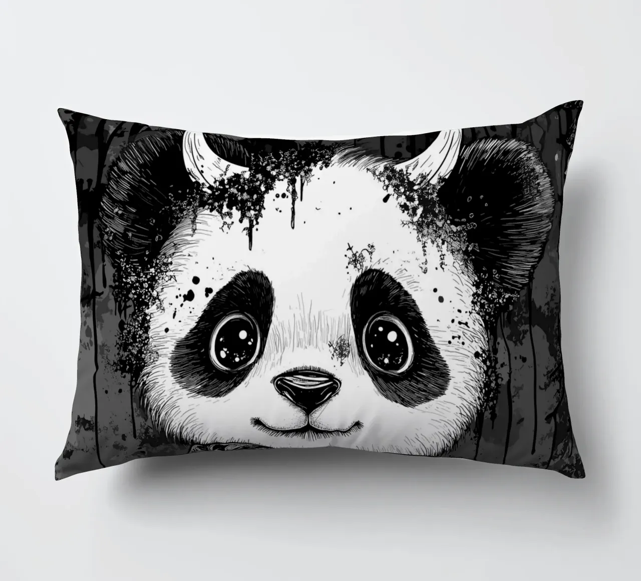 Panda gotico con corna e papillon cuscino da pixelbull - medieval art and more