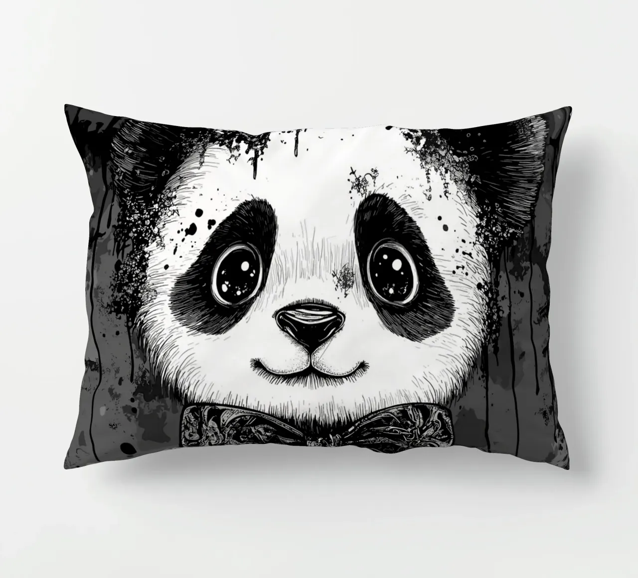 Panda gotico con corna e papillon cuscino da pixelbull - medieval art and more