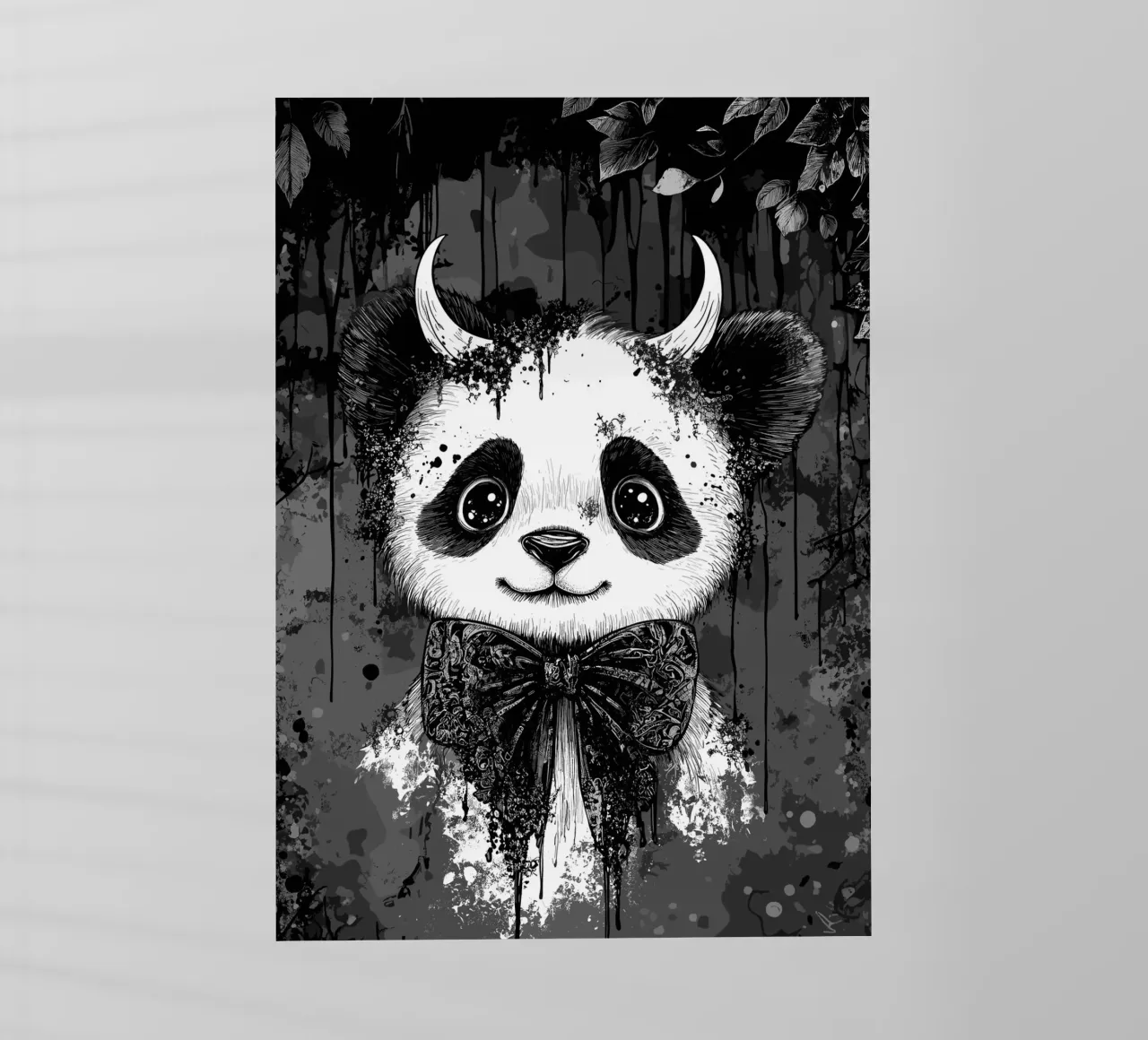 Panda gotico con corna e papillon pellicola backlit da pixelbull - medieval art and more