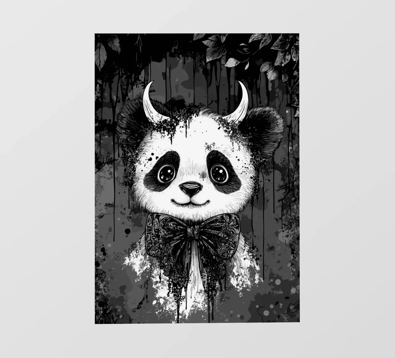 Panda gotico con corna e papillon pellicola backlit da pixelbull - medieval art and more