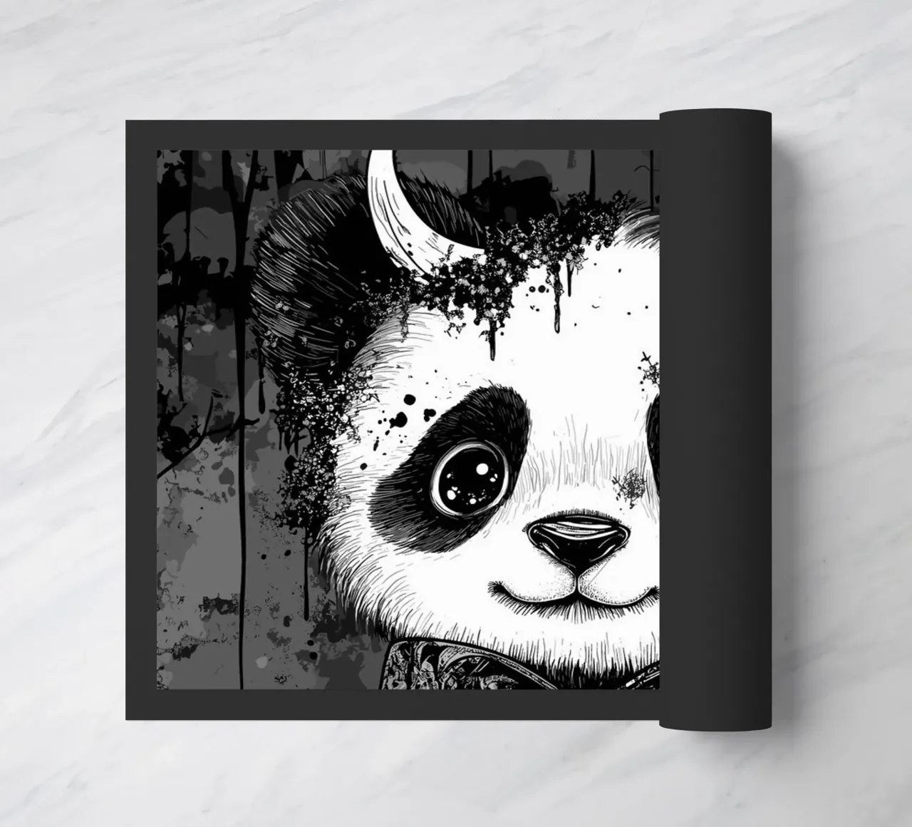 Panda gotico con corna e papillon zerbino da pixelbull - medieval art and more
