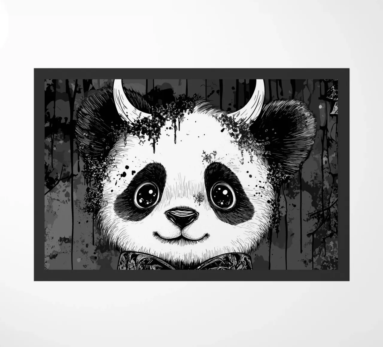 Panda gotico con corna e papillon zerbino da pixelbull - medieval art and more