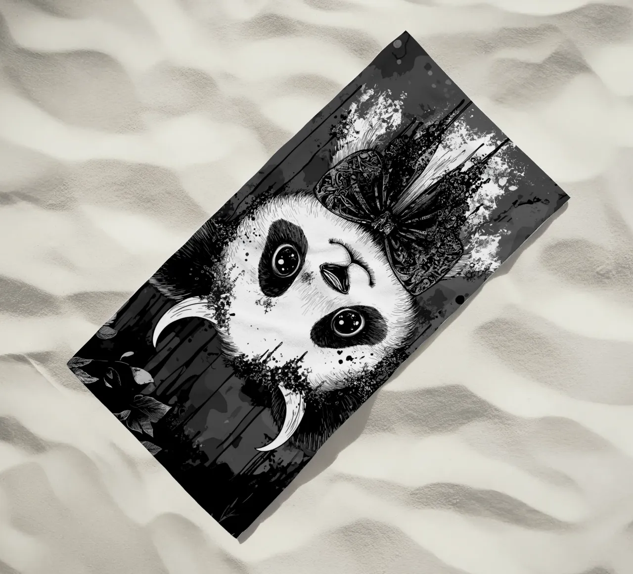 Panda gotico con corna e papillon telo mare da pixelbull - medieval art and more