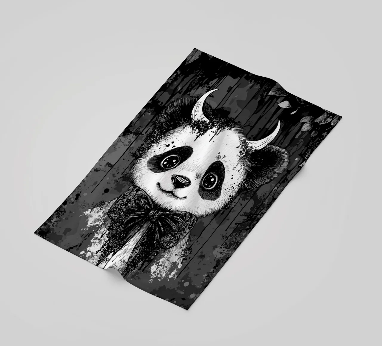 Panda gotico con corna e papillon telo mare da pixelbull - medieval art and more