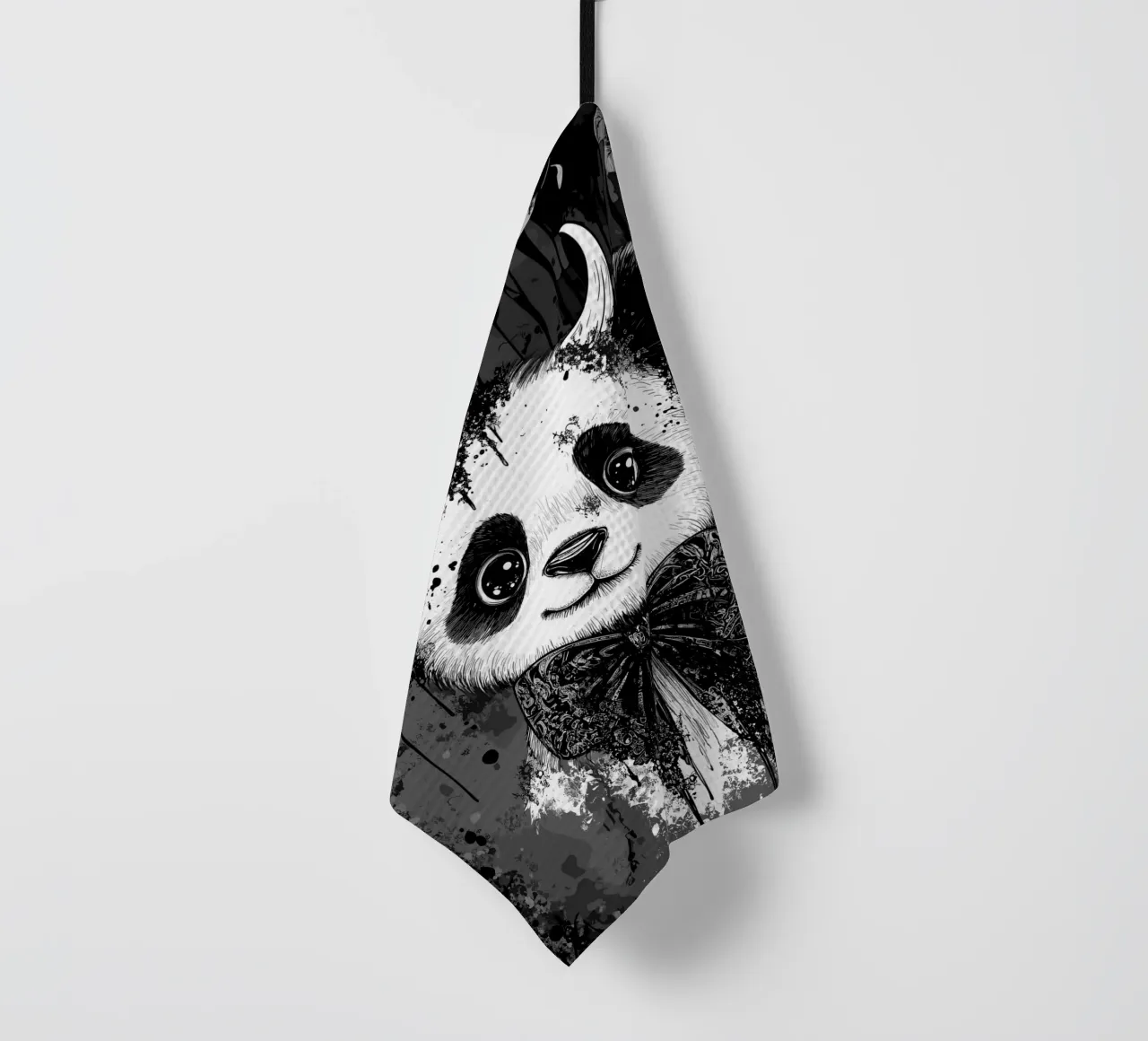 Panda gotico con corna e papillon canovaccio da cucina da pixelbull - medieval art and more