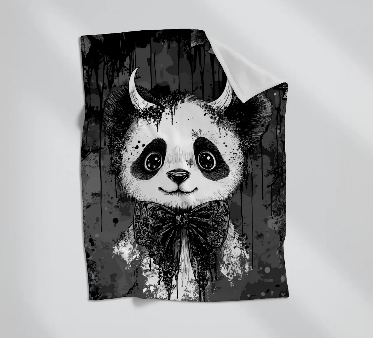 Panda gotico con corna e papillon coperta in pile da pixelbull - medieval art and more