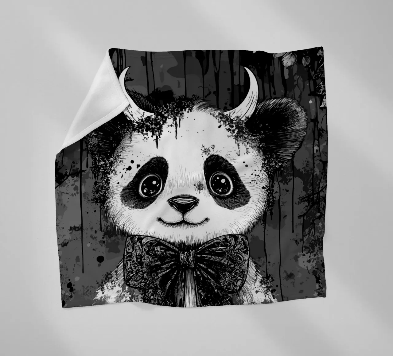 Panda gotico con corna e papillon coperta in pile da pixelbull - medieval art and more