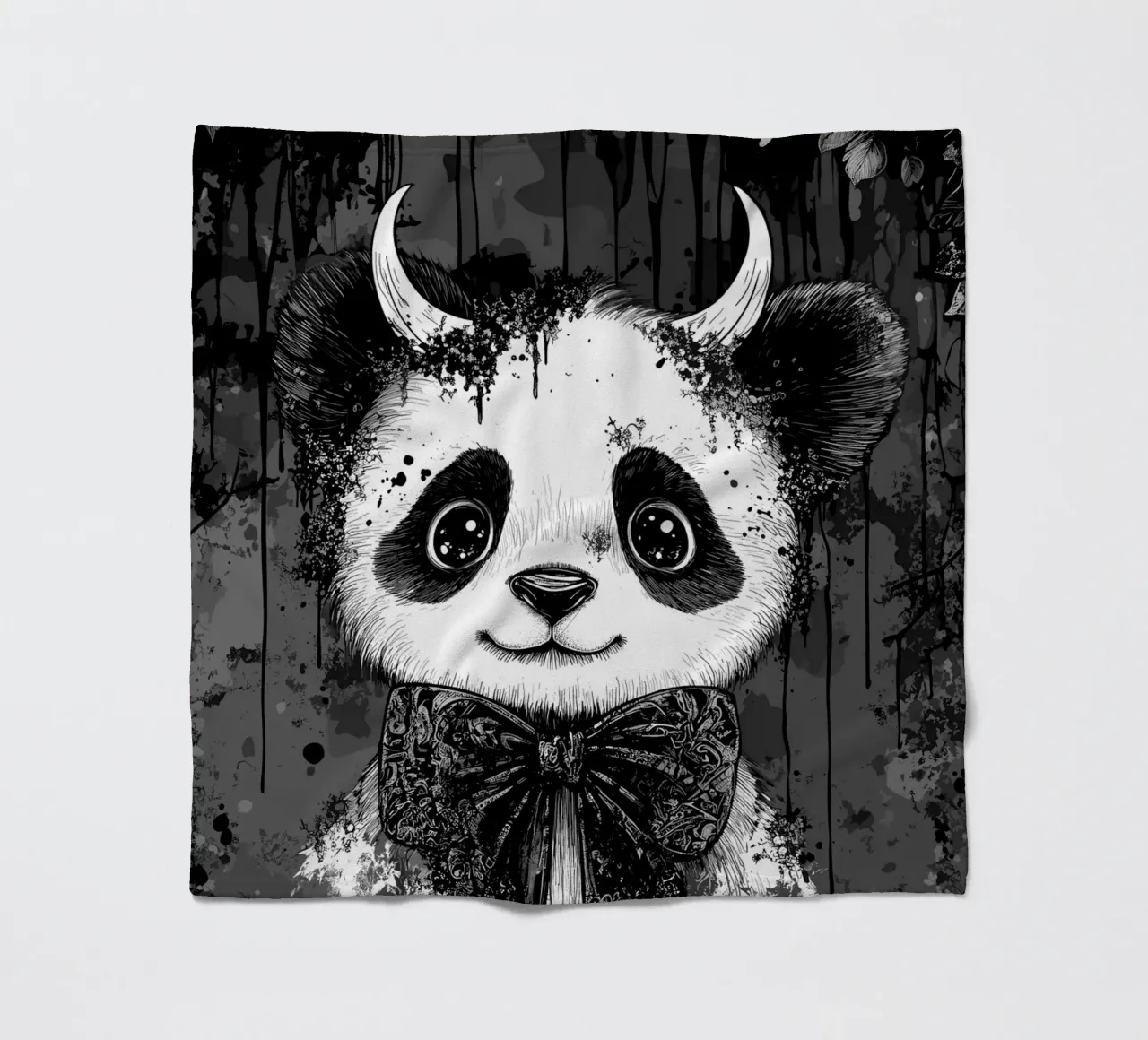 Panda gotico con corna e papillon coperta in pile da pixelbull - medieval art and more