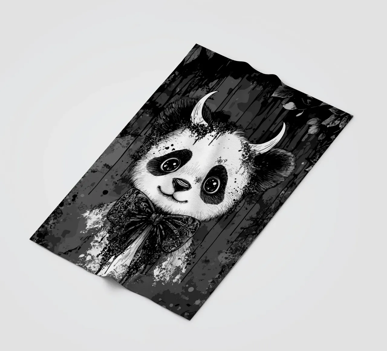 Panda gotico con corna e papillon coperta in pile da pixelbull - medieval art and more