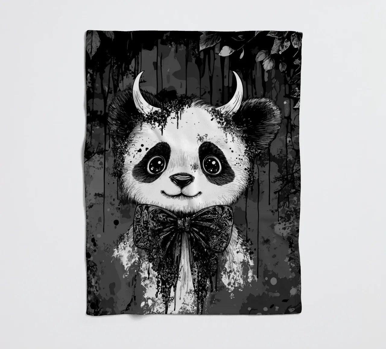 Panda gotico con corna e papillon coperta in pile da pixelbull - medieval art and more
