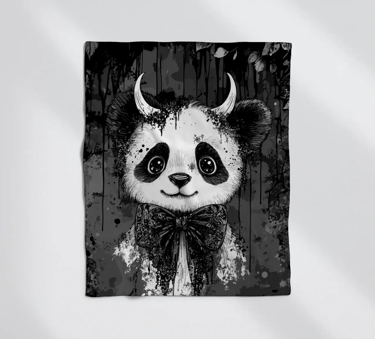 Panda gotico con corna e papillon coperta in pile da pixelbull - medieval art and more