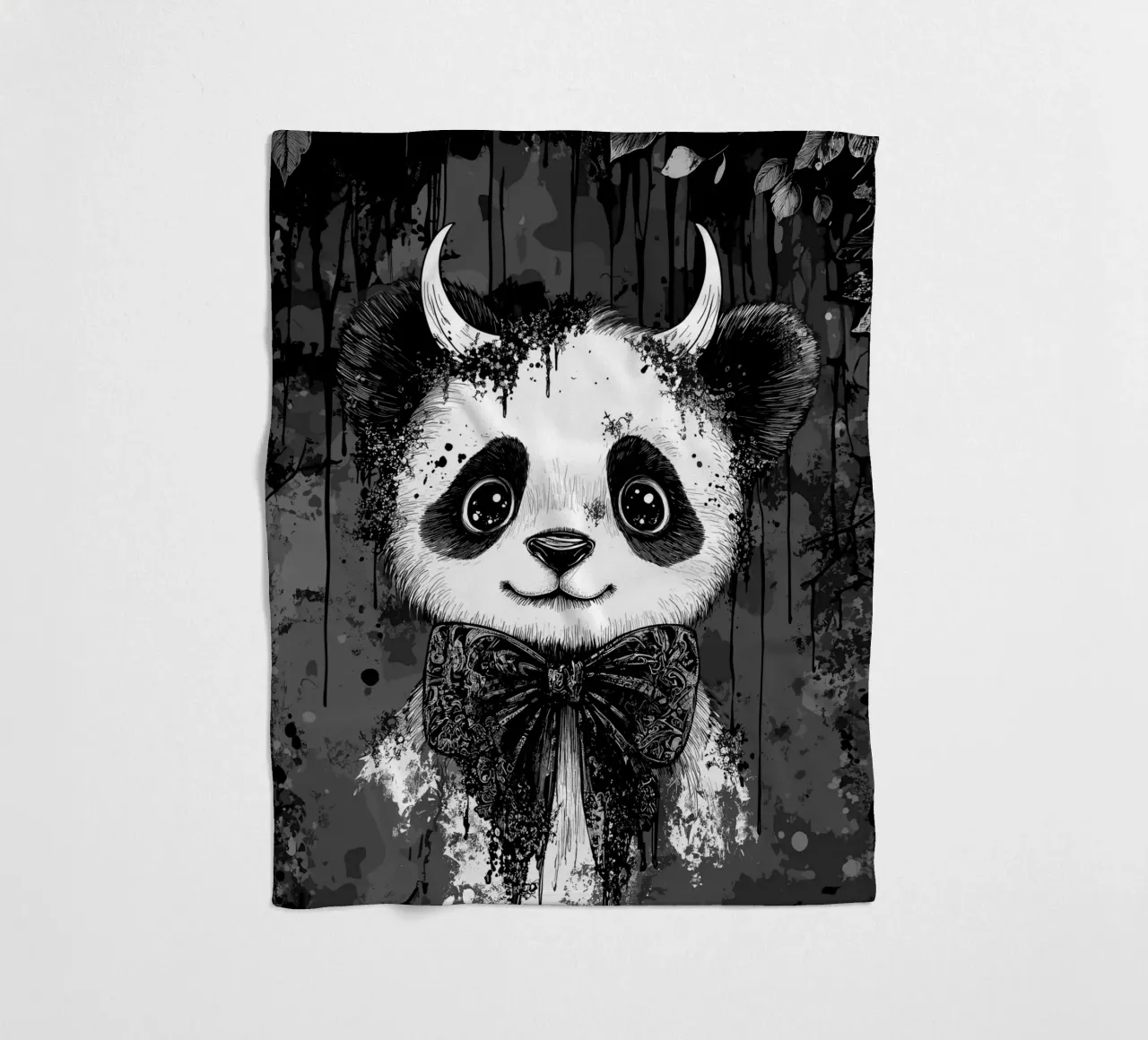 Panda gotico con corna e papillon coperta in pile da pixelbull - medieval art and more