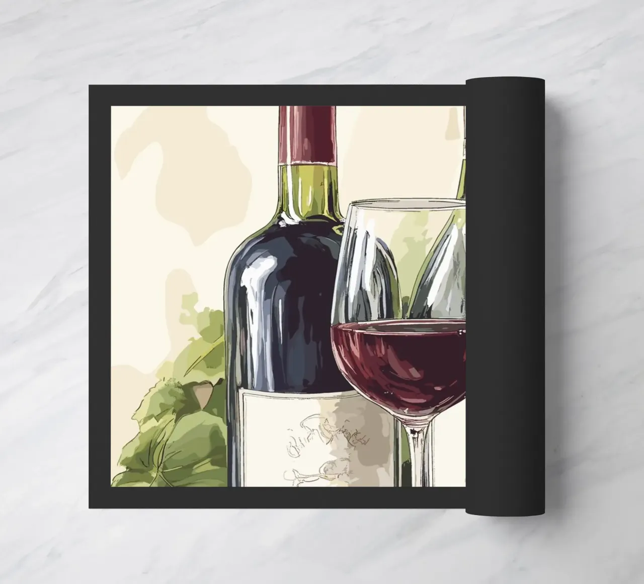 Bottiglie di vino e uva in una natura morta zerbino da pixelbull - medieval art and more