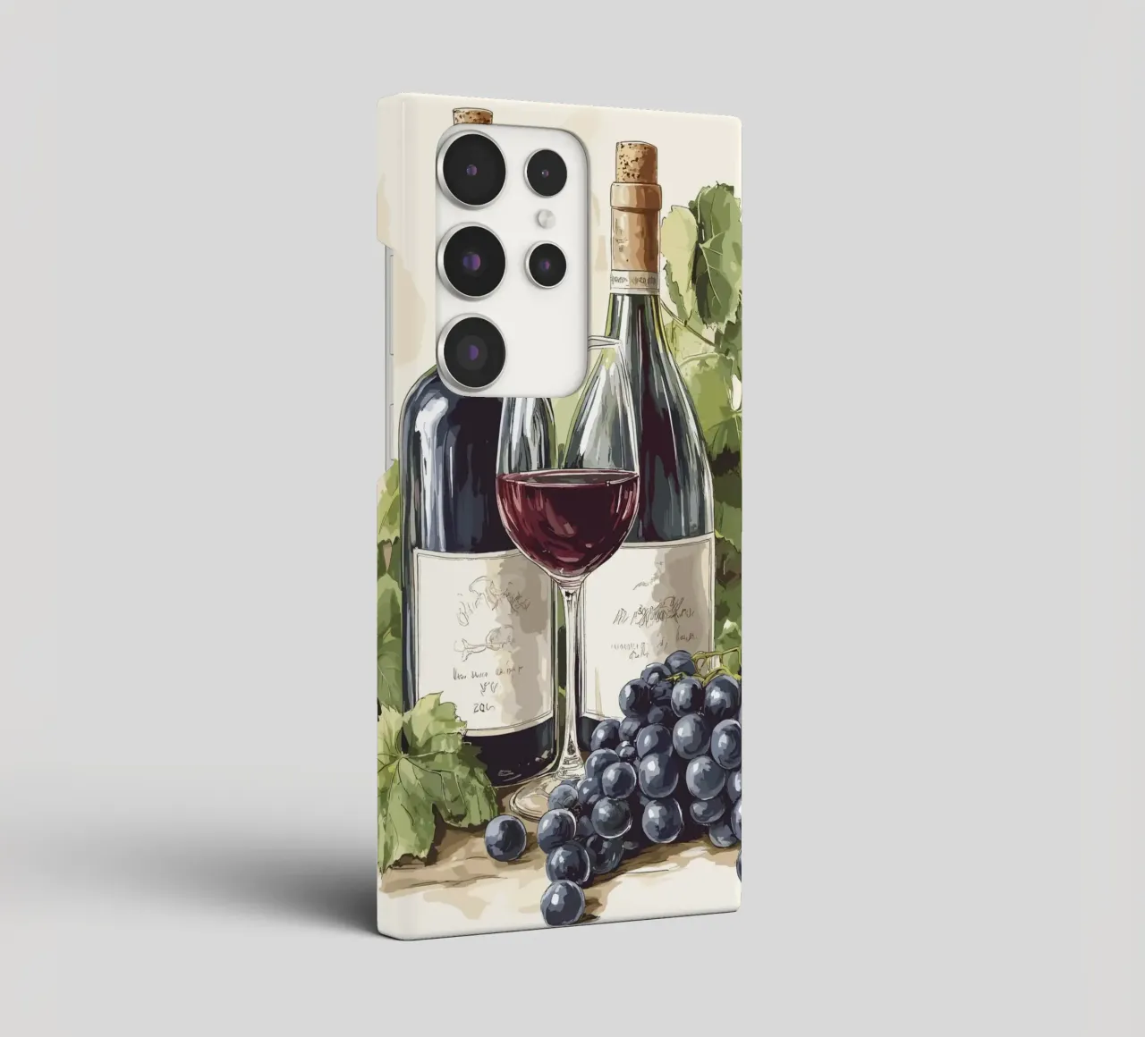 Bottiglie di vino e uva in una natura morta cover samsung da pixelbull - medieval art and more