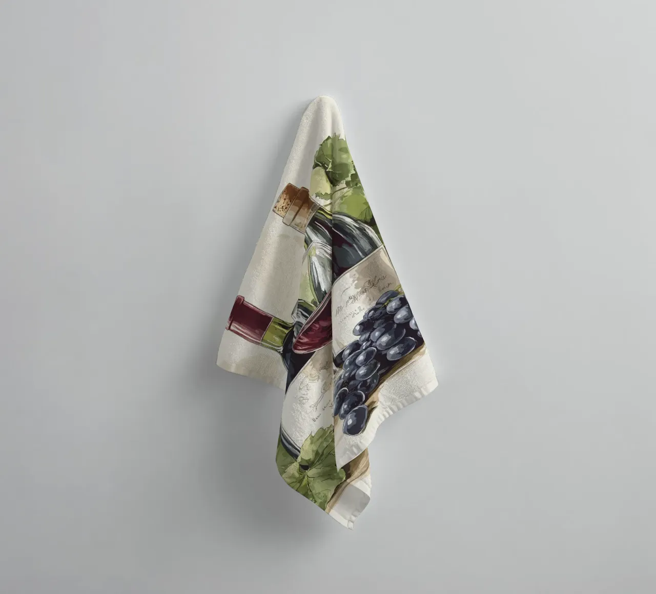 Bottiglie di vino e uva in una natura morta asciugamano da bagno da pixelbull - medieval art and more