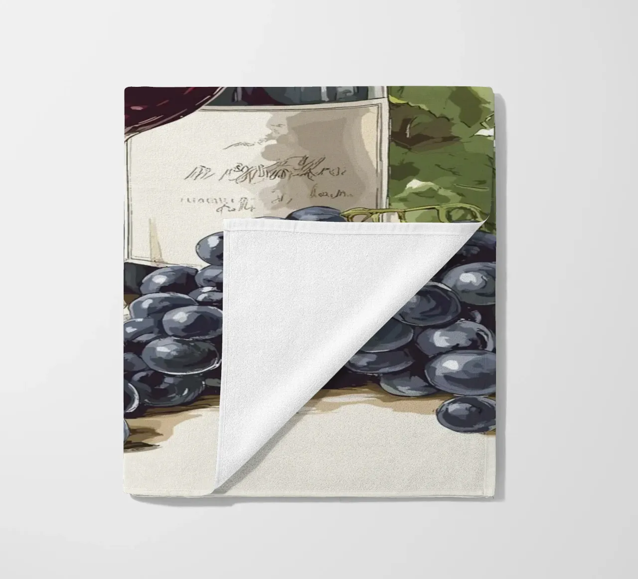 Bottiglie di vino e uva in una natura morta telo mare da pixelbull - medieval art and more