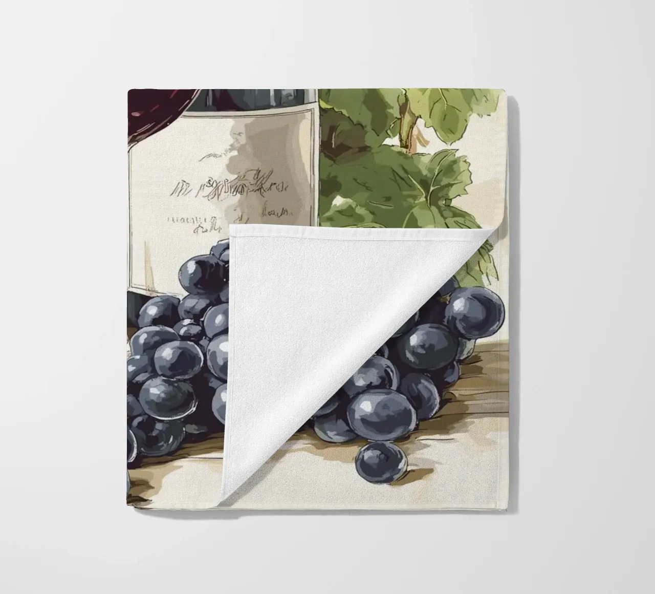 Bottiglie di vino e uva in una natura morta telo mare da pixelbull - medieval art and more