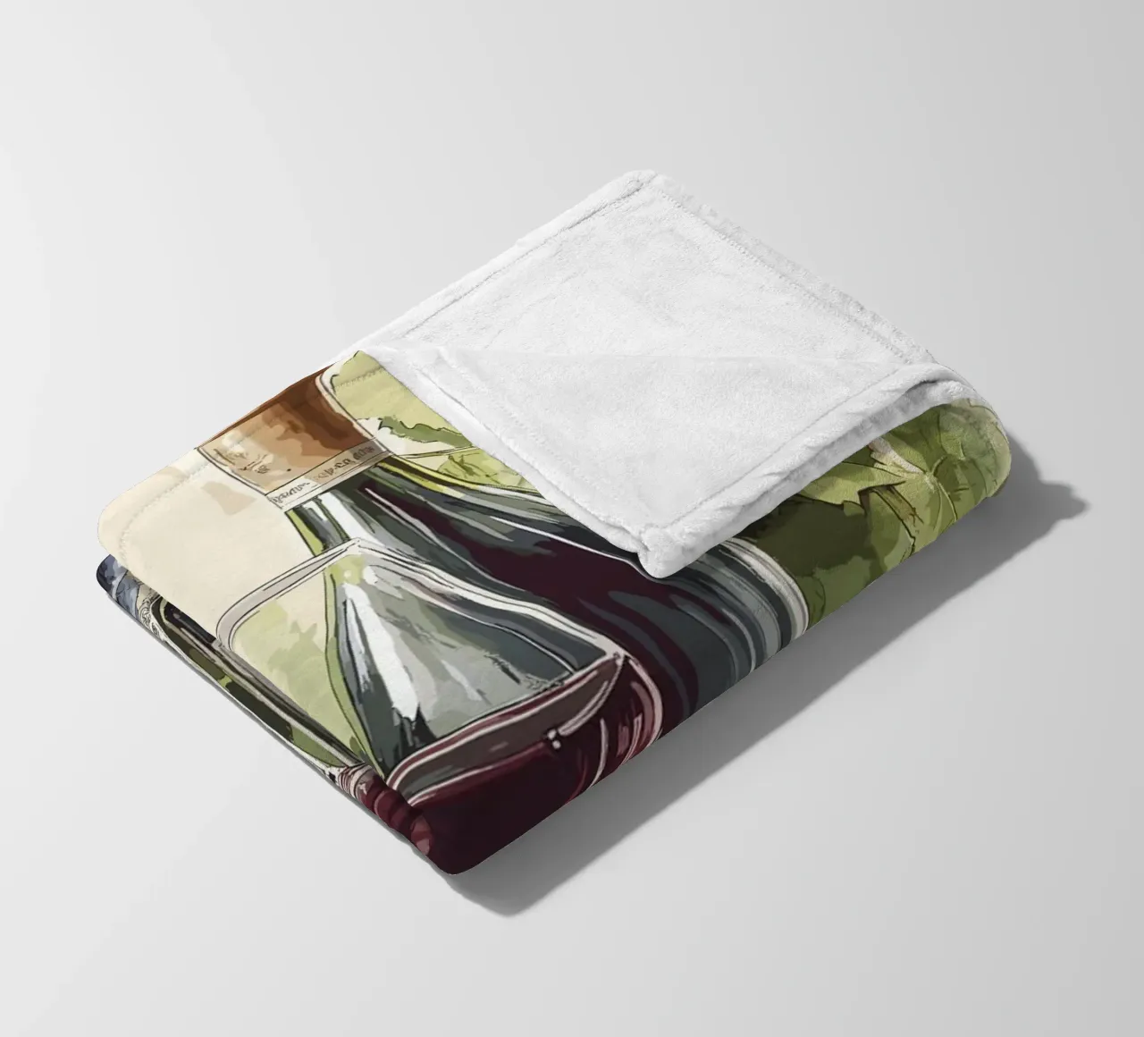 Bottiglie di vino e uva in una natura morta coperta in pile da pixelbull - medieval art and more