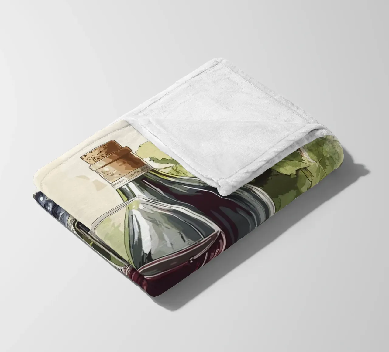 Bottiglie di vino e uva in una natura morta coperta in pile da pixelbull - medieval art and more