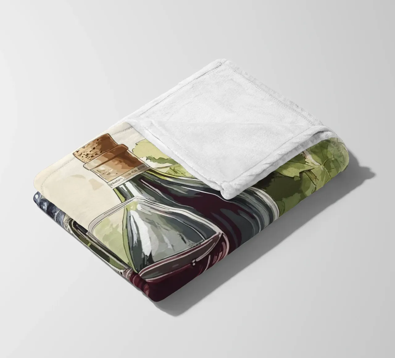 Bottiglie di vino e uva in una natura morta coperta in pile da pixelbull - medieval art and more