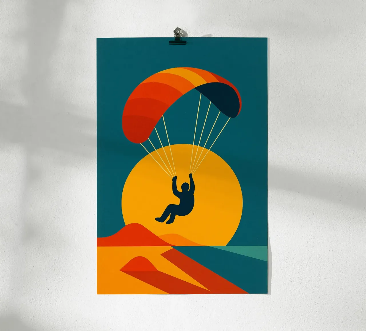 Parapendio al tramonto poster con telaio in alluminio da JETLAG | affiches voyage