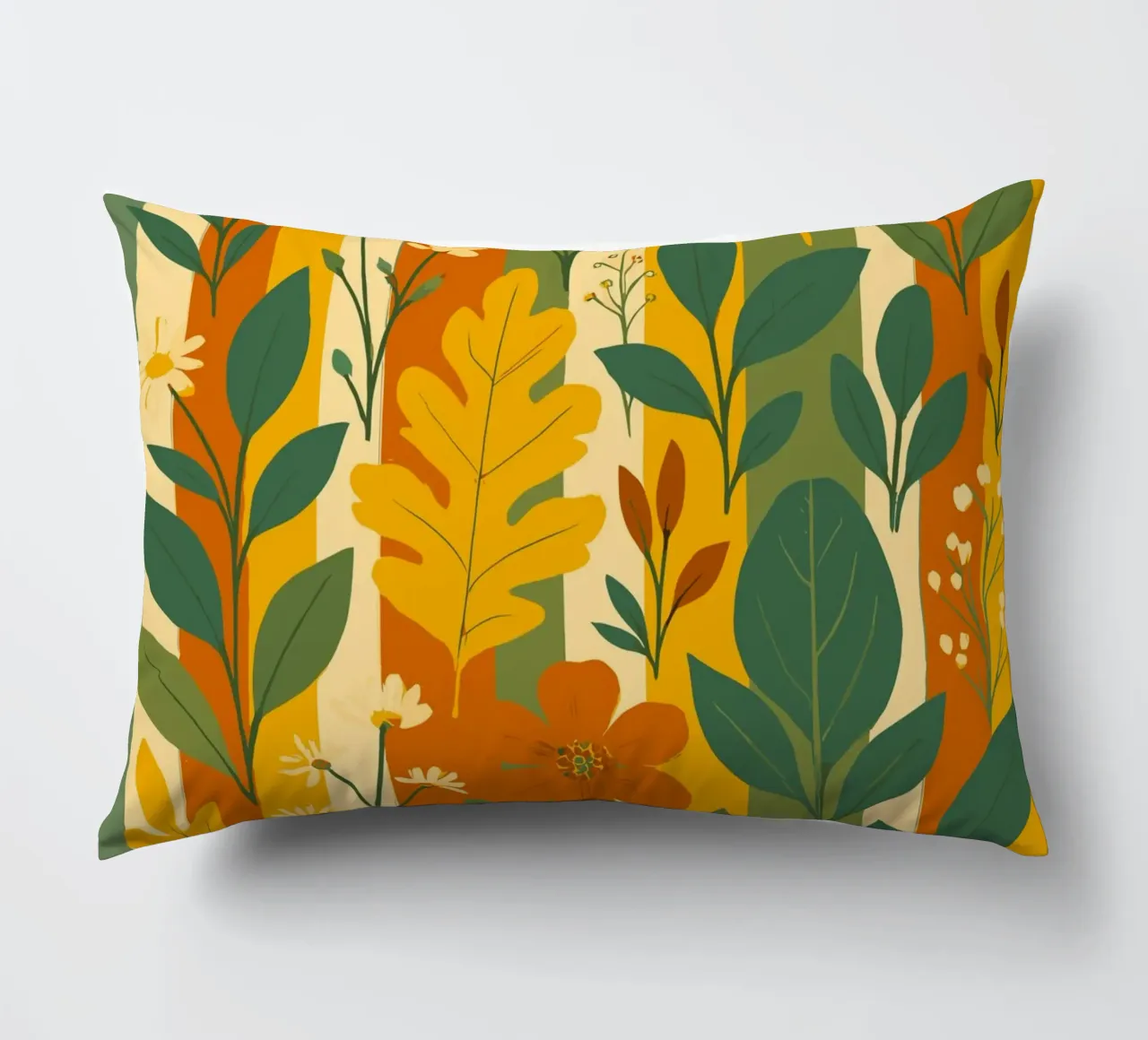 Foglie e fiori su strisce cuscino da My Home Private Design